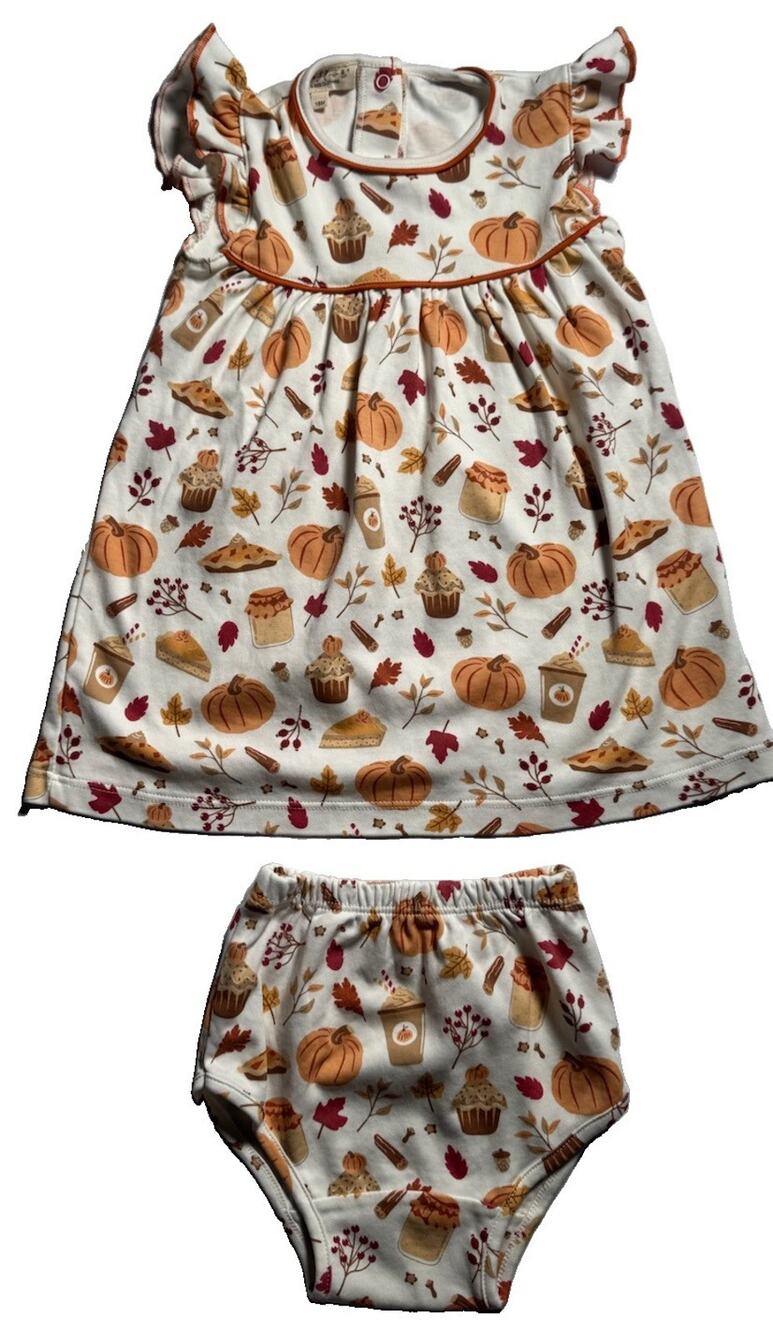 Luna & Arlo Magnolia Baby Pumpkin Grove Dress Diaper Cover Set 18M
